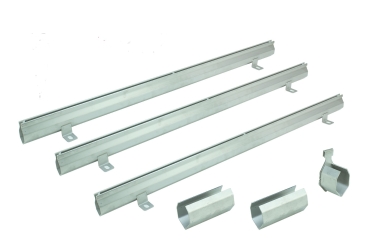 Schlitzrinnen Set 3 Stück Edelstahl 1 Meter Bauhöhe 75mm, 2 x Verbinder, 1 x Endstück, 1 x Dichtmittel, 1 x Schnurwasserwaage
